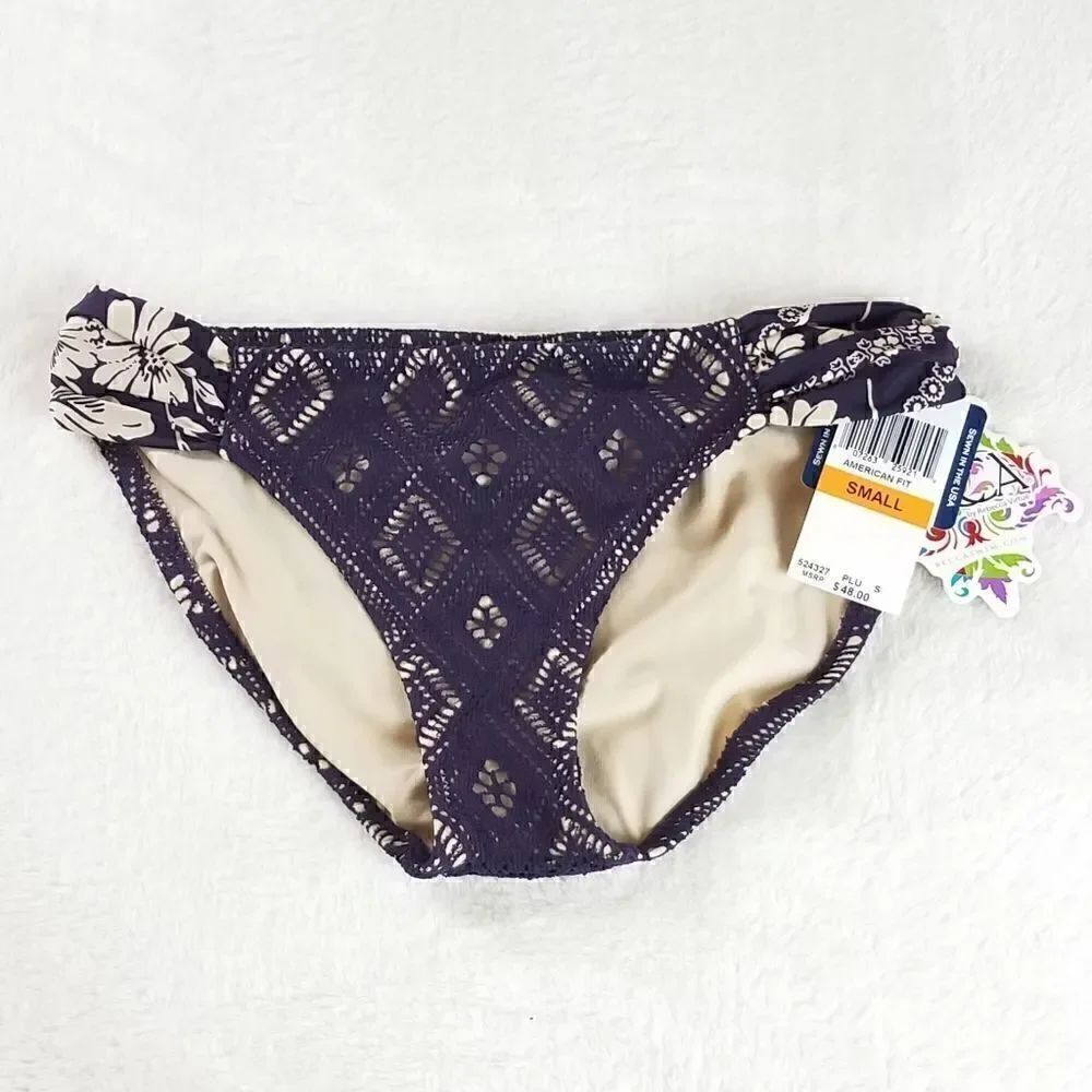 Becca by Rebecca Virtue Purple Lace American Fit Swim Bottoms